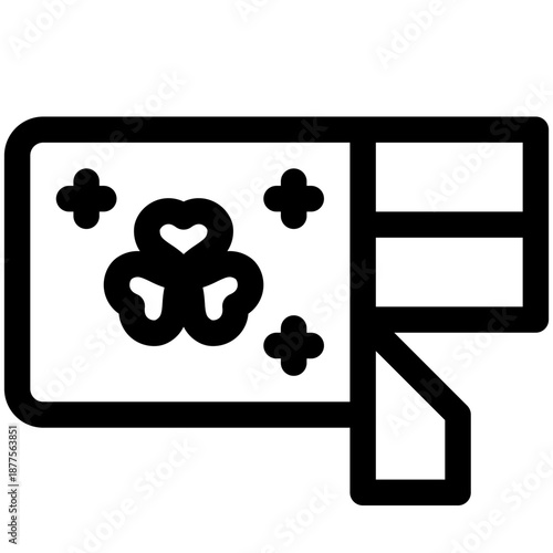 Ticket Icon St Patrick Day Outline for Celebration Decoration