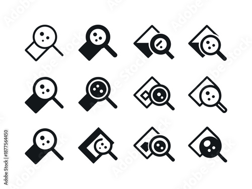 Microscope Slide Logos. microscope slides. Icon set. Set Logo of microscope slides: magnified slide view. harmonious logo variations of the same emblematic