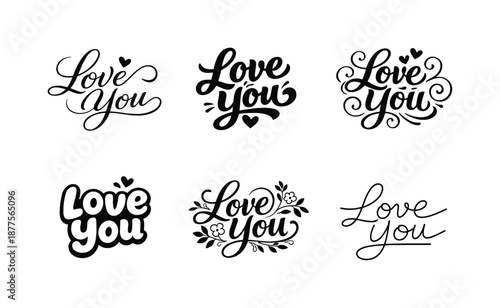 Romantic Lettering Grid. romantic instagram text set. Set lettering. harmonious lettering variations of the same emblematic concept, each with different