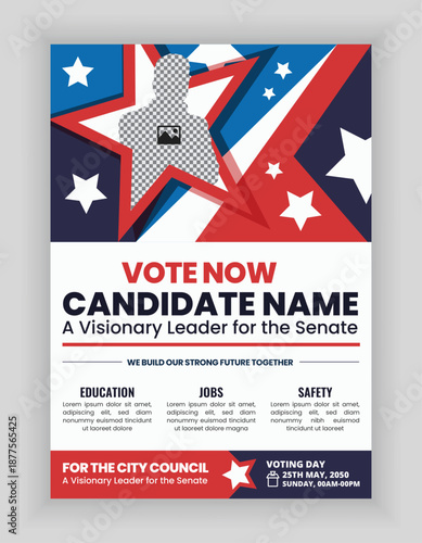 Political Election Campaign Flyer and Poster Design Template for Local Voting