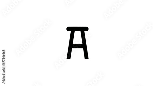 A simple, bold, monochromatic illustration of a stool against a white background