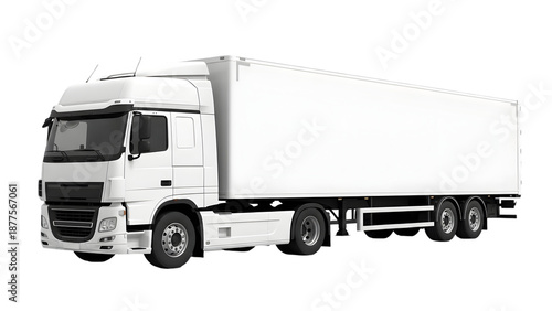 White semi truck isolated on transparent background