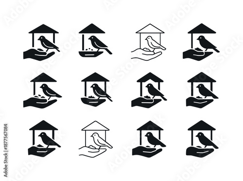 Wildlife Logo Variations. Wildlife sanctuaries and animal care facilities. Icon set. Set Logo of Wildlife sanctuaries and animal care facilities: animal