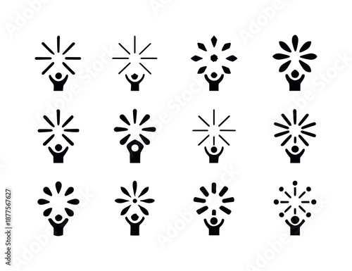 New Year Emblem Variations. New Year?s Eve reflection and resolution gathering. Icon set. Set Logo of New Year?s Eve reflection and resolution gathering: