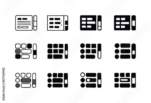 Project Management Icons. Project management board. Icon set. Set Logo of Project management board: progress bar indicator. harmonious logo variations of the