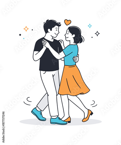 Dance in Harmony. People dancing couple. Two people dancing together in sync, gentle movement and friendly interaction. Harmony, rhythm and emotional