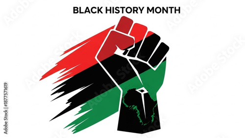 Black History Month Raised Fist Symbol Isolated on White