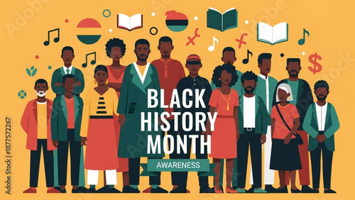 Diverse Group of People Celebrating Black History Month