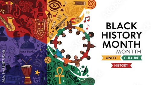 Black History Month Celebration Poster with Colorful Patterns