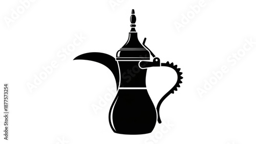 Arabic Coffee Pot Silhouette Isolated on White