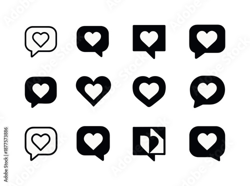 Romantic Reinforcement Icons. Positive reinforcement in romantic relationships. Icon set. Set Logo of Positive reinforcement in romantic relationships: