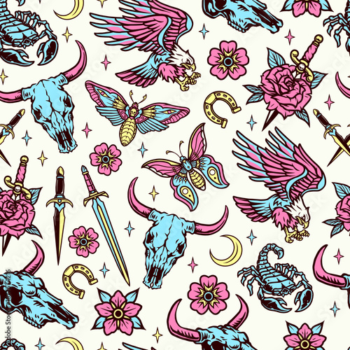 Bold tattoo design with skulls