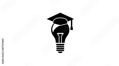 A silhouette of a lightbulb topped with a graduation cap. It's a symbol of learning and intelligence