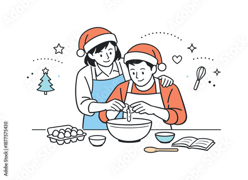 Holiday Cooking Class. Holiday cooking class learning. Instructor helping a participant with a recipe step, gentle guidance and confident hands-on practice.