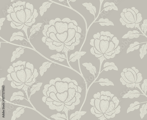 Wallpaper Mural Abstract flower seamless pattern with dotted style. flower and leaves. Torontodigital.ca