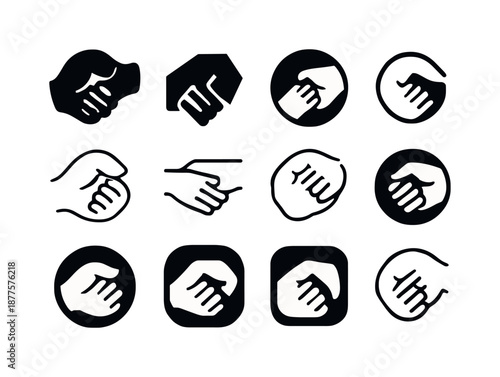 Baby Hands Icons. baby hands grasping. Icon set. Set Logo of baby hands grasping: soft grip gesture. harmonious logo variations of the same emblematic concept,