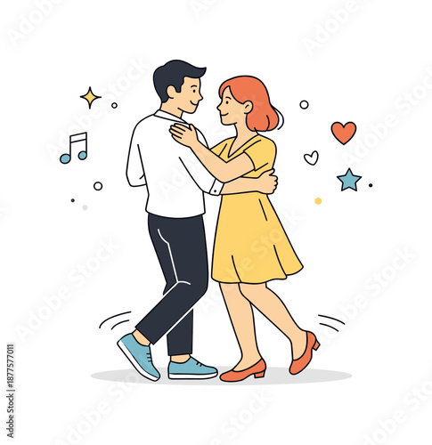 Dance in Harmony. People dancing couple. Two people dancing together in sync, gentle movement and friendly interaction. Harmony, rhythm and emotional