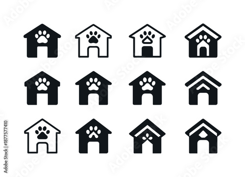 Wildlife Sanctuary Icons. Wildlife sanctuaries and animal care facilities. Icon set. Set Logo of Wildlife sanctuaries and animal care facilities: rescue