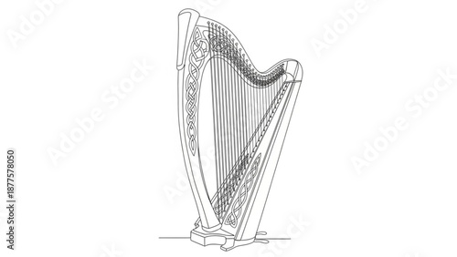 Harp Standing on Floor in Sketch Style
