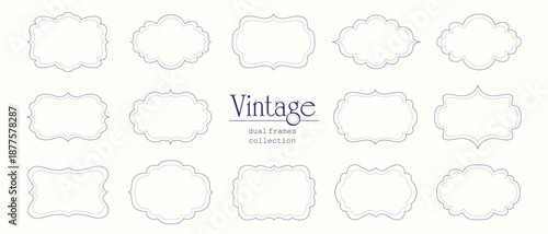 Vintage decorative dual line frames collection in classic style. Vector elements for classic and modern design projects.