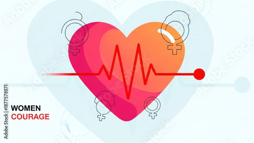 Courageous Woman Heartbeat Symbolizing Strength and Empowerment