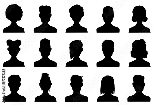 silhouette set of anonymous  people users profile , avatar set, collection