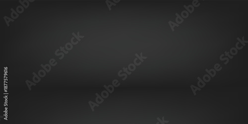 Dark black gradient abstract vignette, empty studio space for product advertisement being presented. Modern and elegant design.