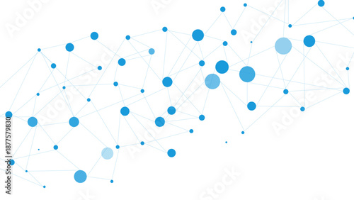 Blue Abstract Network Connection Background with Dots and Lines on White – Modern Digital Communication Mesh for Technology, Data, AI, Blockchain, Science, Innovation, and Business Design