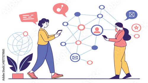 Abstract Social Media Connection Vector Background