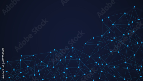 Dark Blue Abstract Technology Network Background with Connected Dots and Lines – Futuristic Digital Mesh Design for AI, Data, Blockchain, Cyber Security, Innovation, and Modern Business Templates
