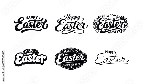 Easter Lettering Variations. Easter. Set lettering. harmonious lettering variations of the same emblematic concept, each with different artistic interpretation