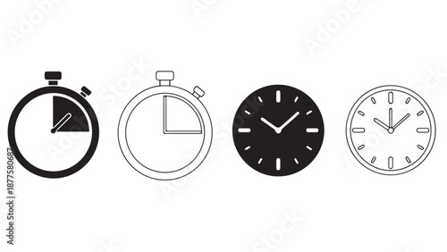Stylized vector illustration of a clock face with numbers and hands