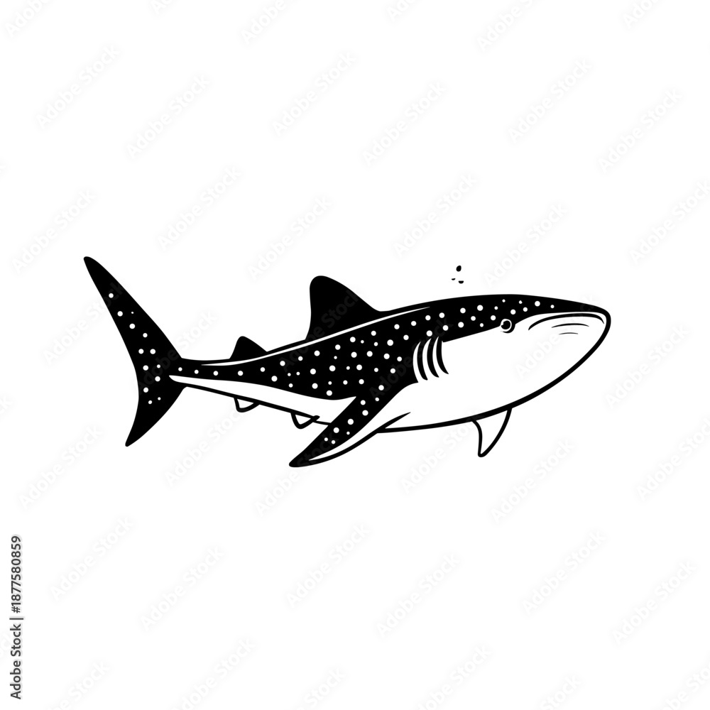 Fototapeta premium Whale Shark. Whale Shark simple black and white line art vector logo