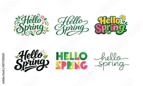 Spring Lettering Variations. Fresh spring lettering designs. Set lettering. harmonious lettering variations of the same emblematic concept, each with different