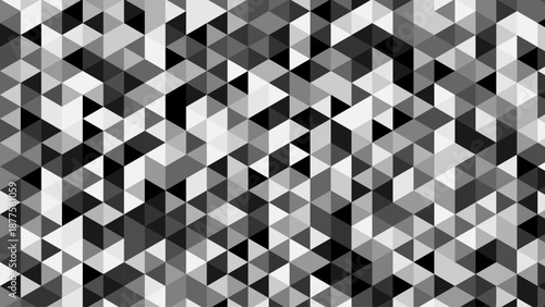 Black and White Geometric Triangle Pattern Background – High Contrast Low Poly Mosaic Texture for Modern Minimal Design, Corporate Branding, Web Backgrounds, Wallpapers, and Templates