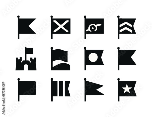 Battlefield Tours Icons. Historical battlefields and military history tours. Icon set. Set Logo of Historical battlefields and military history tours: Historic