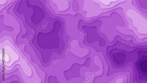 Purple Topographic Paper Cut Background with Layered Contour Lines – Abstract 3D Terrain Map Texture, Violet Gradient Elevation Pattern, Modern Minimal Geometric Backdrop