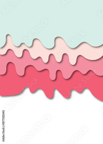Pastel Paper Cut Dripping Waves Background with 3D Layered Liquid Shapes and Soft Shadows – Abstract Wavy Cutout Design for Banner, Poster, Wallpaper, Copy Space
