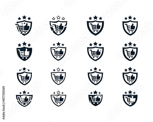 Impactful Feedback Icons. Impact of online reviews and customer feedback on trade. Icon set. Set Logo of impact of online reviews and customer feedback on