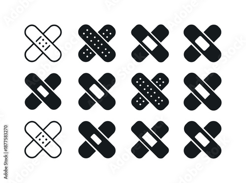 Doctor's Logo Variations. Doctor's. Icon set. Set Logo of doctor's: bandage patch. harmonious logo variations of the same emblematic concept, each with