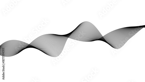 Minimal Black Abstract Wave Line Background on White – Smooth Flowing Sound Wave Curve for Modern Branding, Audio Visualizer, Music, Technology, Presentation, and Elegant Design