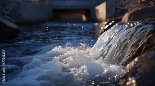 Wallpaper Mural Municipal services scene reveals water released under powerful pressure, forming a focused jet used for deep cleaning public infrastructure. cinematic color correction, natural uneven lighting yet Torontodigital.ca