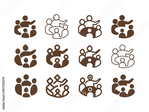 Indigenous Heritage Icons. Cultural heritage tours and indigenous experiences. Icon set. Set Logo of cultural heritage tours and indigenous experiences: guided