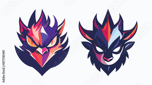 A set of burning tribal tattoo design elements featuring orange flame vector icons and hot red fire illustration symbols for artistic logo art