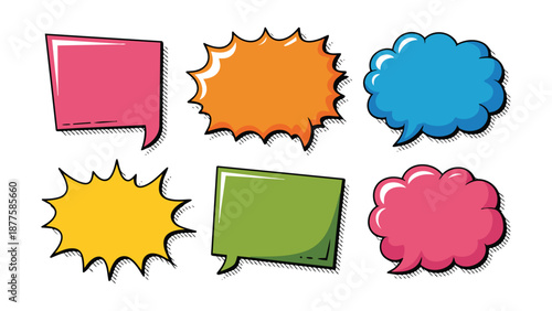 A comprehensive set of comic speech bubbles and chat icon vectors featuring cloud shapes and communication symbols for dialog design and cartoon message illustrations
