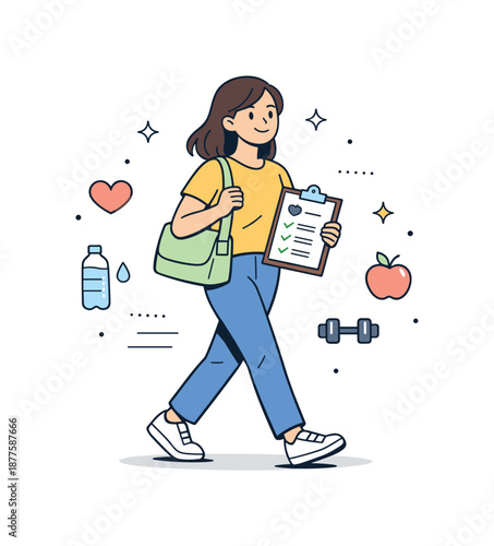 Nutritionist Session Success. Nutritionist consultation follow-up. Client leaving with notes and a calm smile after the session. Sense of confidence and