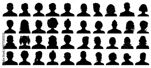 human head silhouette collection ,people profile, users ,avatar