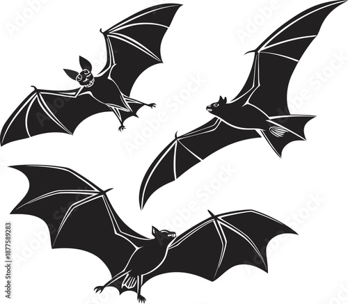 Flying Fruit Bats Silhouette Vector