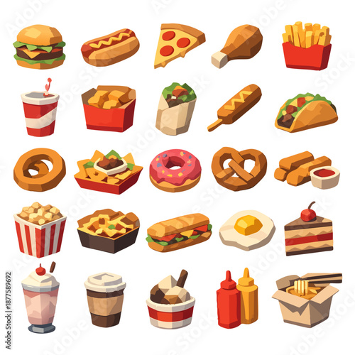 Fast Food Vector Icons Set