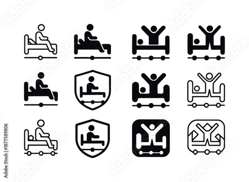 Medical Treatment Icons. Timeline of medical treatment. Icon set. Set Logo of timeline of medical treatment: patient recovery stages. harmonious logo